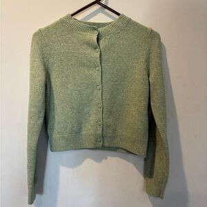 Women's Light Green Button-Up Cardigan Sweater